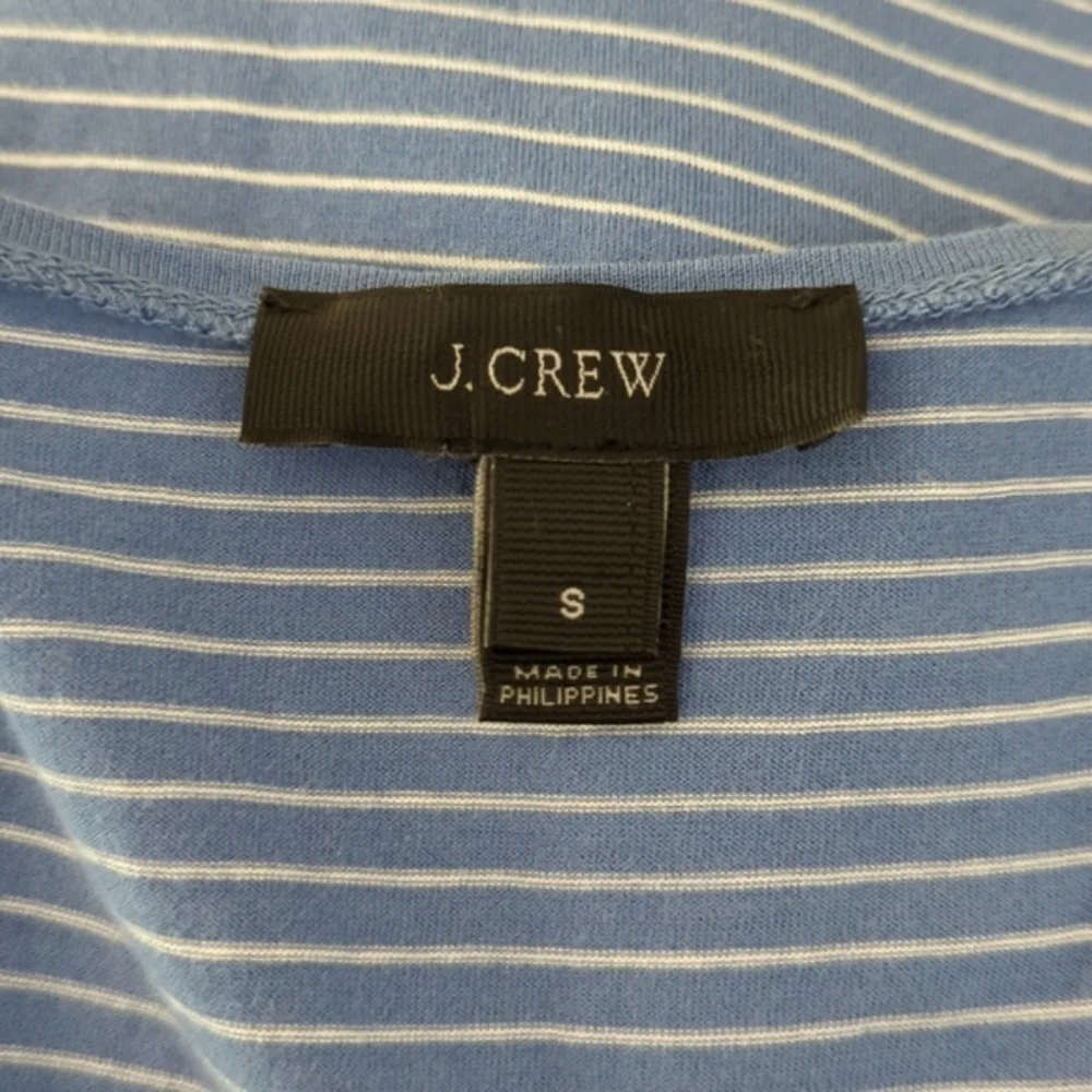 J. Crew Sky Blue/White Striped Side Lace Up Tunic Cotton T-Shirt Size Small